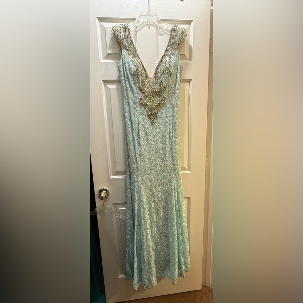 Glamorous Beaded Maxi Dress in Light Blue